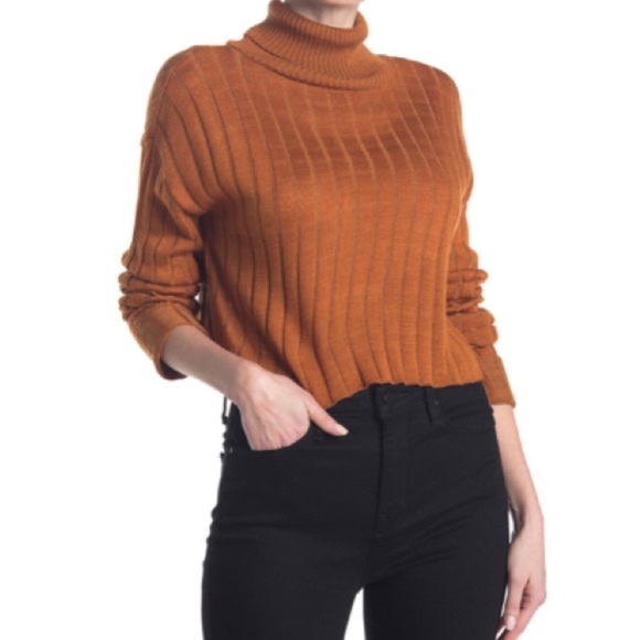 Abound Mock Neck Ribbed Crop Sweater - Picture 1 of 8
